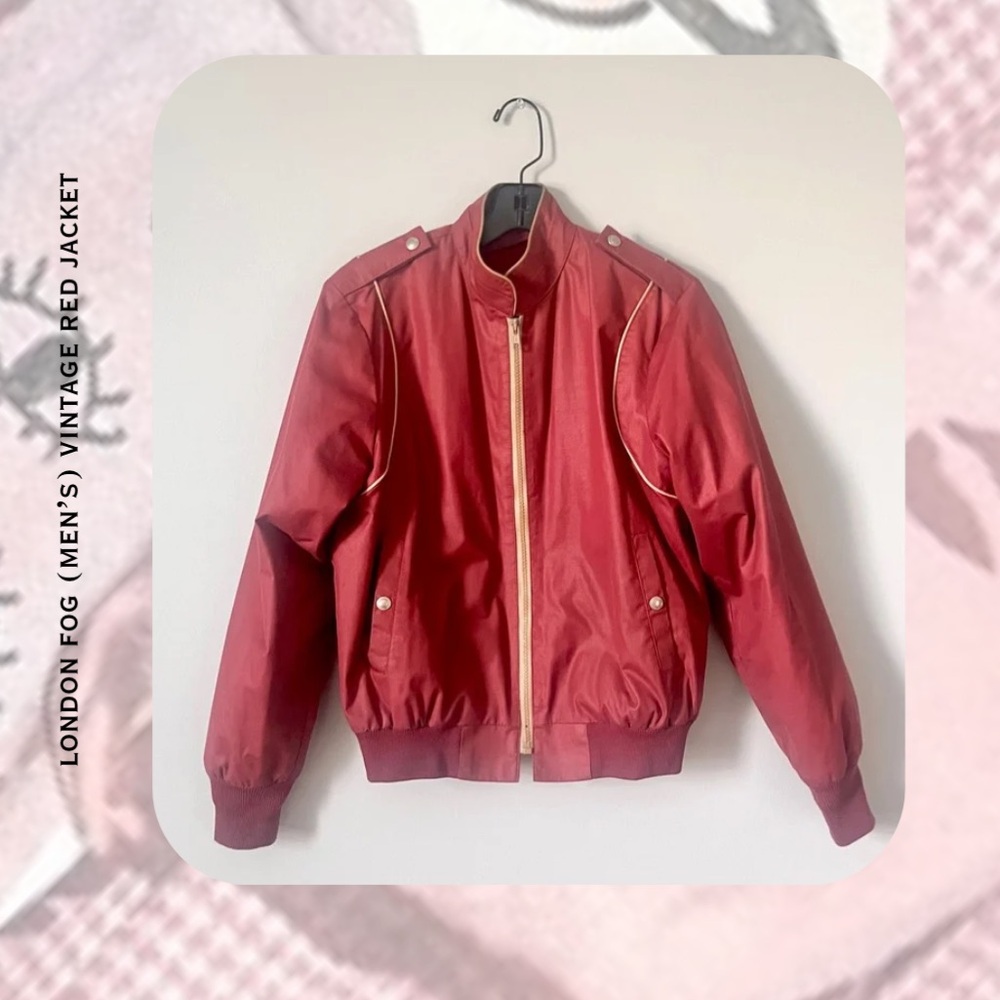(menβs) Rare Vintage 1970s Retro London Fog Red Bomber Jacket β Unisex